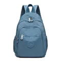 Sac à dos en nylon bleu brume avec plusieurs poches zippées et détail de logo rond - Bleu royal