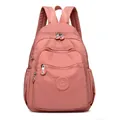 Sac à dos en nylon lavé rose avec compartiments multiples et détail logo rond - Rose