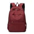 Waterdichte nylon laptoprugzak in wijnrood met meerdere vakken met ritssluiting - Rood