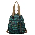 British style large waterproof dark blue backpack with vintage patterns and letters - Pattern 1 (Letter Print)