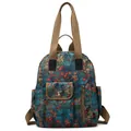 British retro waterproof navy blue floral backpack with large capacity and multi-pockets - Pattern 2 (Floral Print)
