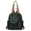 British style dark green waterproof backpack with vintage floral pattern and large capacity - Pattern 3 (Bamboo Print)