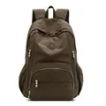 Deep brown multifunctional water-resistant backpack with multiple pockets and durable fabric - Army Green