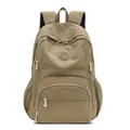 Minimalist khaki nylon backpack with multi-pocket design and water-resistant fabric - Khaki