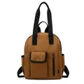 Caramel brown waterproof backpack with black straps and multi-pocket storage design - Khaki