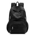 Classic black water-resistant backpack with multi-pocket design and breathable straps - Black