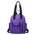 Waterproof purple British style backpack with metal buckle and multi-pocket design - Purple