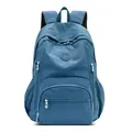 Sac à dos bleu Morandi en tissu lavé avec plusieurs compartiments zippés - Bleu saphir