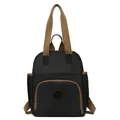 Versatile black canvas backpack with contrast brown straps and round logo detail - Black/Khaki