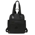 Versatile black waterproof nylon backpack with golden zipper and circular logo detail - Black
