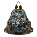 Zaino con stampa tropicale colorata e motivi animali su tessuto di nylon blu notte - Piccoli animali