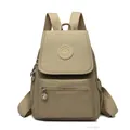 Minimalist khaki large capacity backpack in washed composite leather for outdoor travel - Khaki