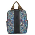 Waterdichte nylon rugzak met bloemenprint en zwarte leren riem in vintage stijl - Herfst esdoornblad