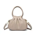 Elegante borsa a nuvola beige arricciata con manico tondo e tracolla dorata - Cachi