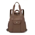 Wasserabweisender Nylon-Rucksack für Damen in Dunkelbraun mit mehreren Taschen - Braun