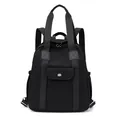 Minimalistischer schwarzer wasserfester Nylonrucksack mit Tragegriffen und Multifunktionstaschen - Schwarz