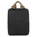 Zwarte nylon rugzak met bruine handvatten en rond logodetail in een minimalistisch design - Zwart