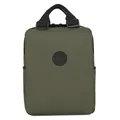 Legergroene nylon rugzak met handvat en vintage logo-patch in minimalistische stijl - Groen