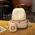 Retro monogram backpack with ML 1987 print and matching round coin purse set - White