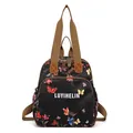 Floral print black backpack with butterfly patterns and adjustable straps - Black