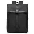 Sac à dos unisexe noir minimaliste avec sangle à boucle verticale et texture durable - Noir