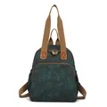 Deep green floral vintage backpack made of waterproof nylon with bamboo print - Green