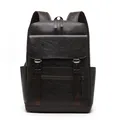 Sac à dos professionnel en cuir marron foncé avec boucle et bretelles réglables - Marron