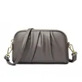 Chic grey leather envelope bag with pleated texture and adjustable strap - Dark Gray