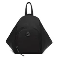 Zaino versatile in nylon nero impermeabile a forma triangolare con logo in metallo - Nero