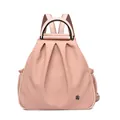 Damen Rucksack in Rosa mit diagonaler Textur und elegantem Metall-Blumendetail - Rosa