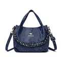 Sac panier bleu marine en cuir gaufré serpent avec chaîne et bandoulière amovible - Bleu