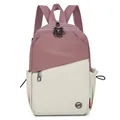 Zaino bicolore rosa e crema con logo LST in nylon resistente per l'uso quotidiano moderno - Rosa