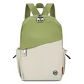 Mini zaino bicolore verde e bianco crema con doppia cerniera e tasche laterali con lacci - Verde