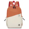 Contrast color orange and beige backpack with side drawstring pocket and LST logo - Orange