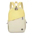 Contrast color yellow and beige lightweight backpack with front zipper pocket - Yellow