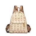 Chique beige rugzak met berenprints en ruitpatronen met gouden hardware - Grote Abrikoos
