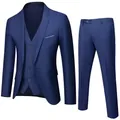 Donkerblauw driedelig herenpak slim fit met jasje, vest en broek op een witte achtergrond - XS / Boven- en Onderkant (1901) / Marineblauw