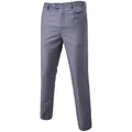 Pantalon de costume gris coupe ajustée pour homme avec plis marqués et poche bouton - S / Gris clair