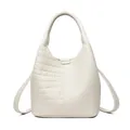 Creamy white tote bag with crocodile and lychee leather textures in a modern design - Crocodile Pattern Creamy White