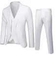 Driedelig wit herenpak met getailleerd colbert, gilet en bijpassende pantalon - XS / Set (1901) / Wit