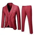 Abito da uomo tre pezzi bordeaux slim fit con giacca, gilet e pantaloni coordinati - S / Top E Pantaloni / Modello a Due Bottoni / Borgogna