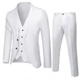 Three-piece white slim-fit suit set for men including jacket vest and trousers - S / Top And Bottom / Two-Button Style / White