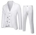 Abito da uomo bianco a tre pezzi slim fit con giacca, gilet e pantaloni abbinati - S / Top E Pantaloni / Modello a Due Bottoni / Bianco