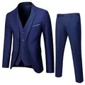 Abito tre pezzi blu scuro slim fit da uomo con giacca gilet e pantaloni - S / Top E Pantaloni / Modello a Due Bottoni / Blu navy