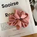 Texture détaillée du chouchou en satin plissé rose poudré sur fond de page magazine - Rose