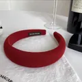 Serre-tête rembourré bordeaux en maille texturée avec étiquette fait main - Bordeaux