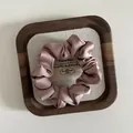 Elegant dusty pink satin scrunchie with smooth silk texture for women hair styling - S / Korean Pink