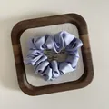 Elegant lavender silk satin scrunchie with premium pleated texture for women - S / Light Blue