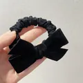 Elegante zwarte fluwelen strik haarelastiekje met elastische scrunchie voor dames - Zwart