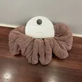 Detailed macro view of rose gold metallic silk scrunchie with elegant pleated texture - Dusty Pink
